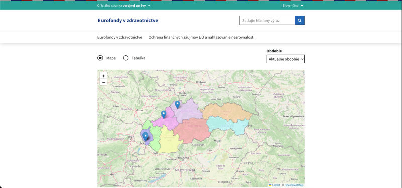 Náhľad webu Eurofondy v zdravotníctve