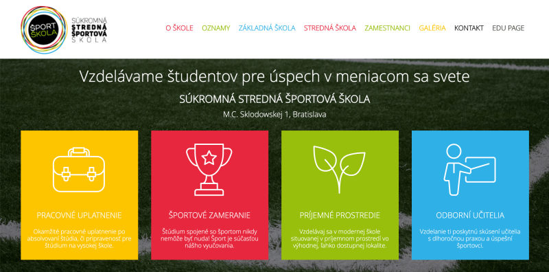 Náhľad webu Súkromná športová stredná škola